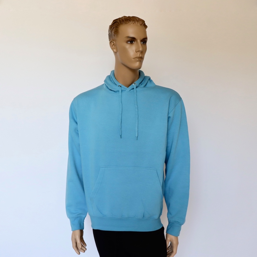 Sky Blue Men's Heavy Fleece Hooded Sweatshirt